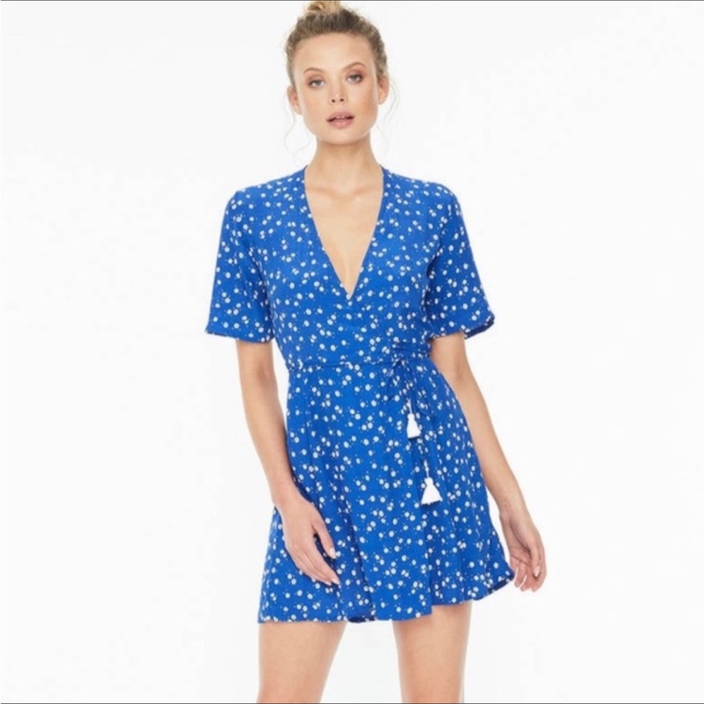 Faithfull the Brand - Royal Blue Freya Betina Mini Wrap Dress